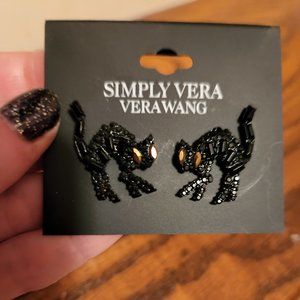 NWT Vera Wang Halloween Black Cat Earrings